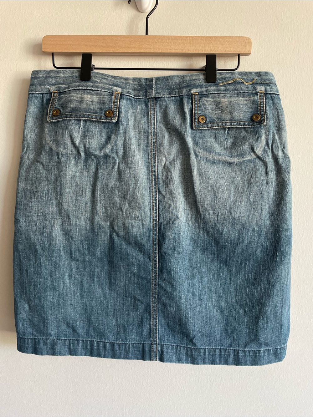 7 for all mankind a-line denim jean skirt large flap pockets rivets y2k 90s 30 - Picture 4 of 8